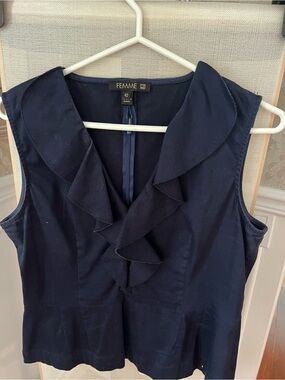 FEMME Navy Ruffle V-Neck Camisole
